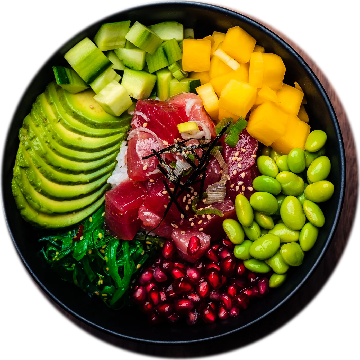 Poke bowl signature GlooGloo vu de dessus